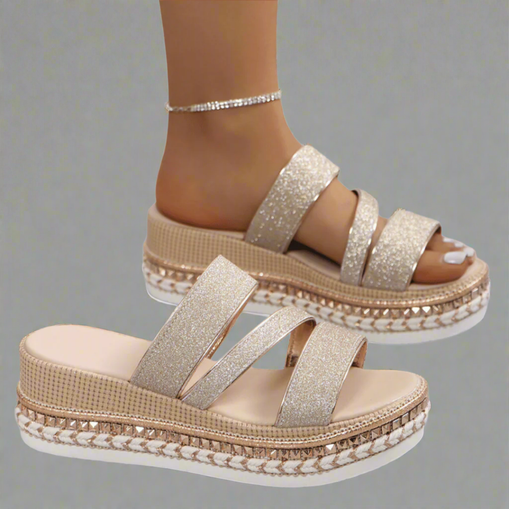 Helga | Sandales compensées en tissu haut de gamme ultra confortables