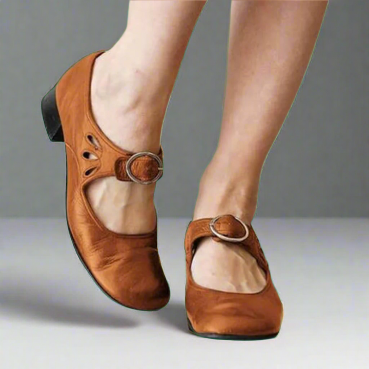 Denisa | Sandales Orthopédiques en Cuir avec Semelle Confortable à Talon Compensé