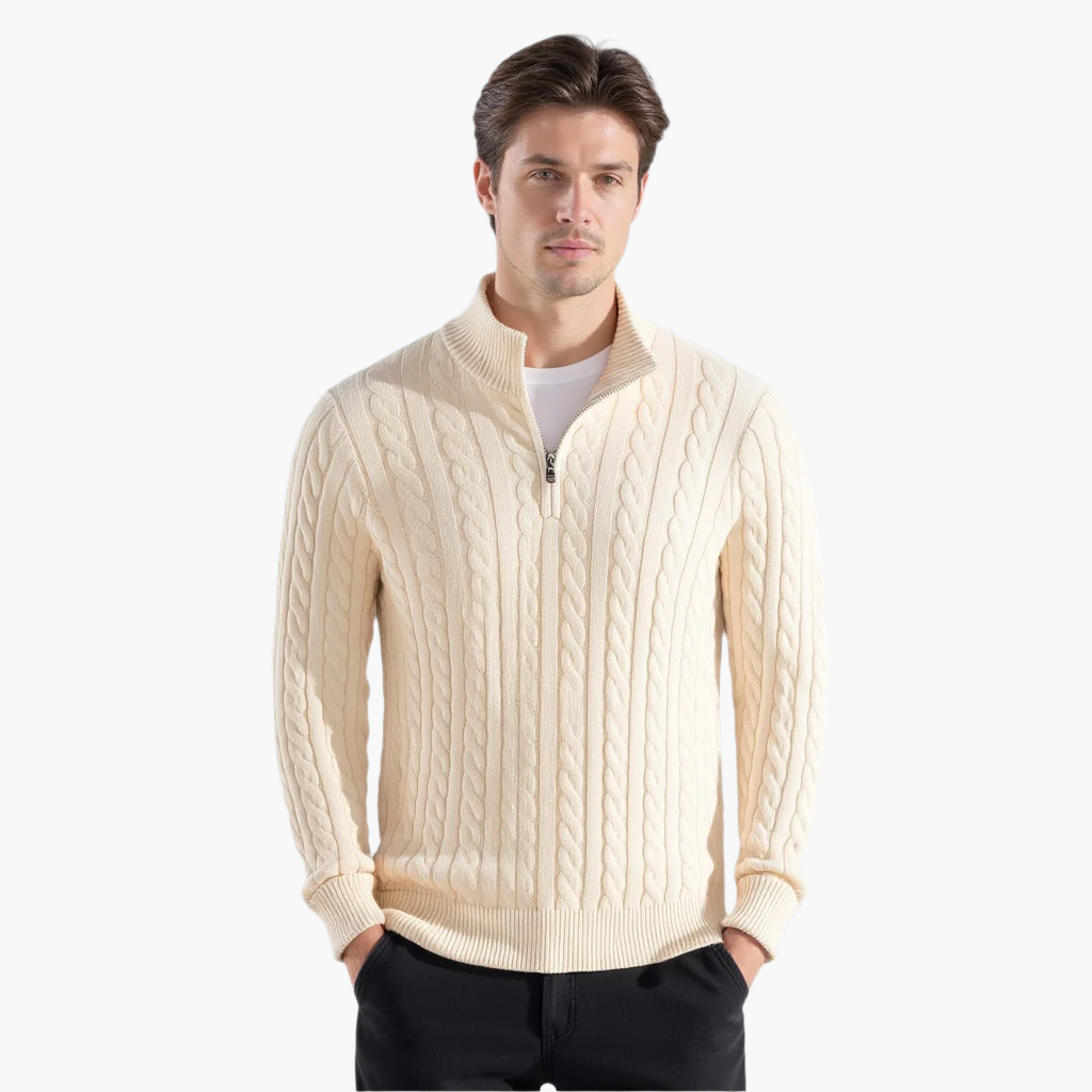 Mathieu™ - Pull en maille de luxe avec fermeture éclair