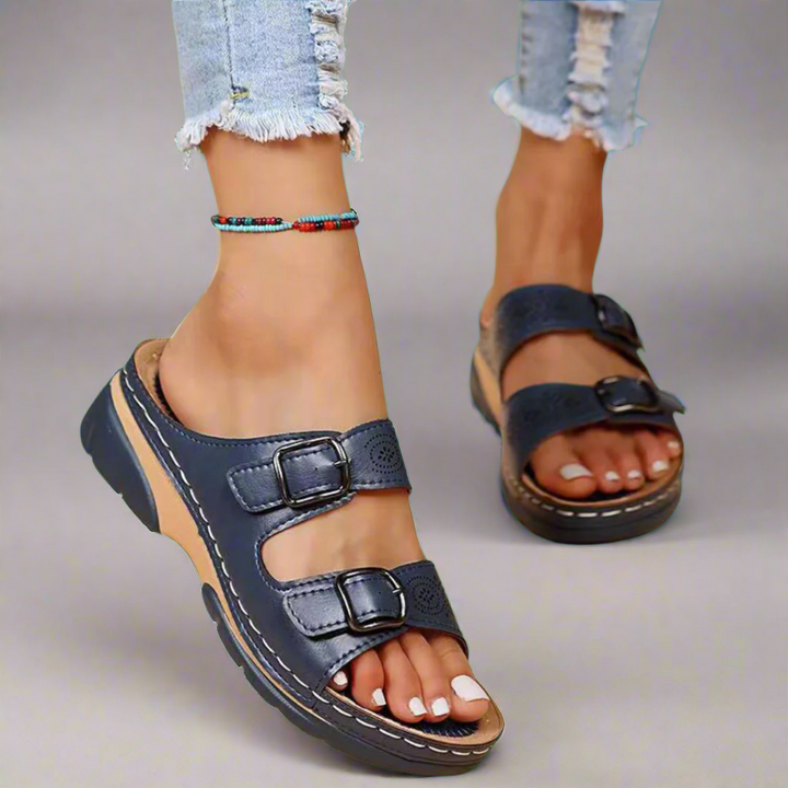 Dorothee | Sandales à talon compensé à double bride – Élégance et Confort