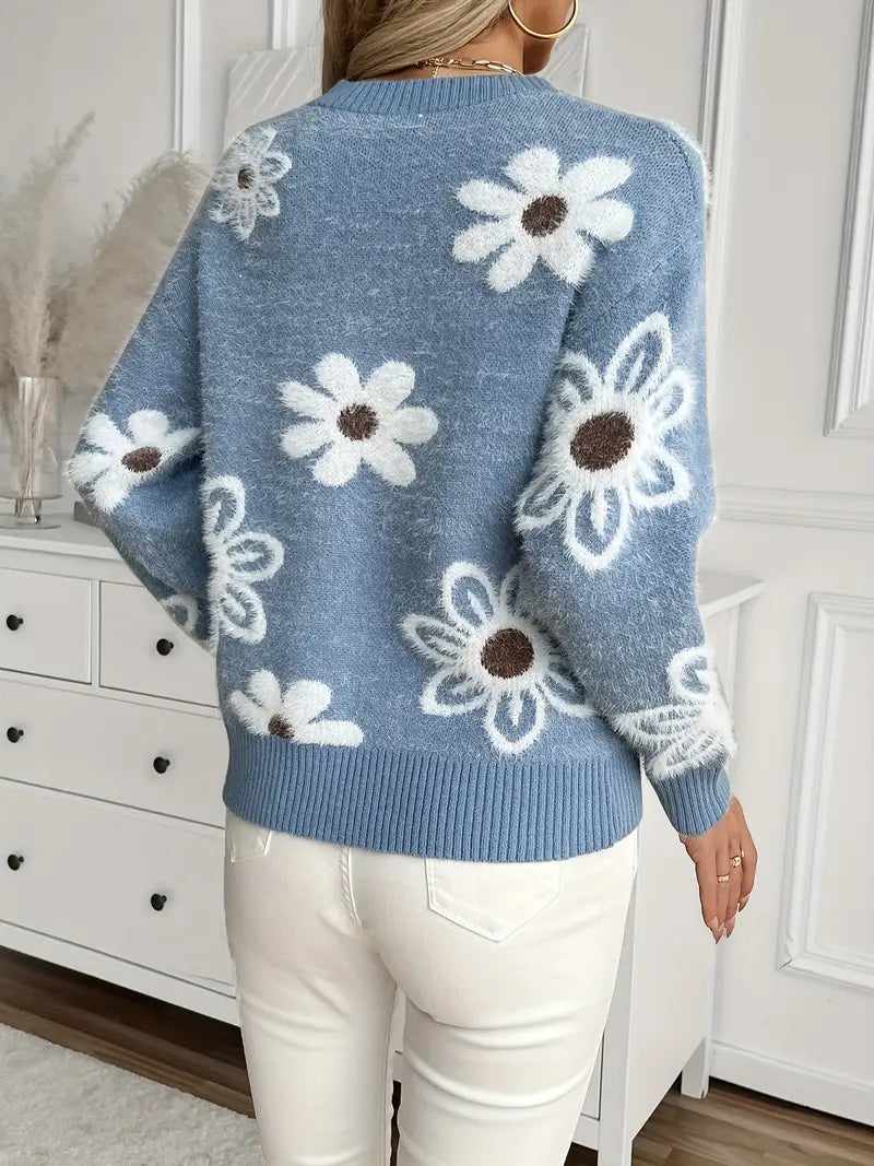 Linda | Pull en tricot à motifs floraux