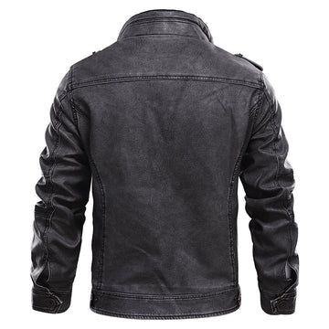 Allan - Veste en cuir noire classique pour homme