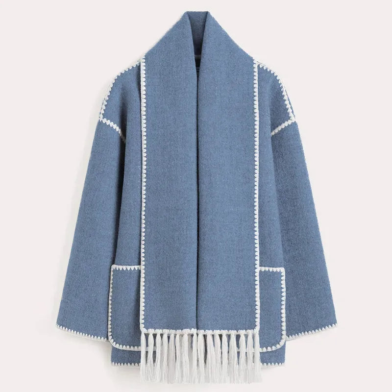 Sionne | Veste à franges avec foulard