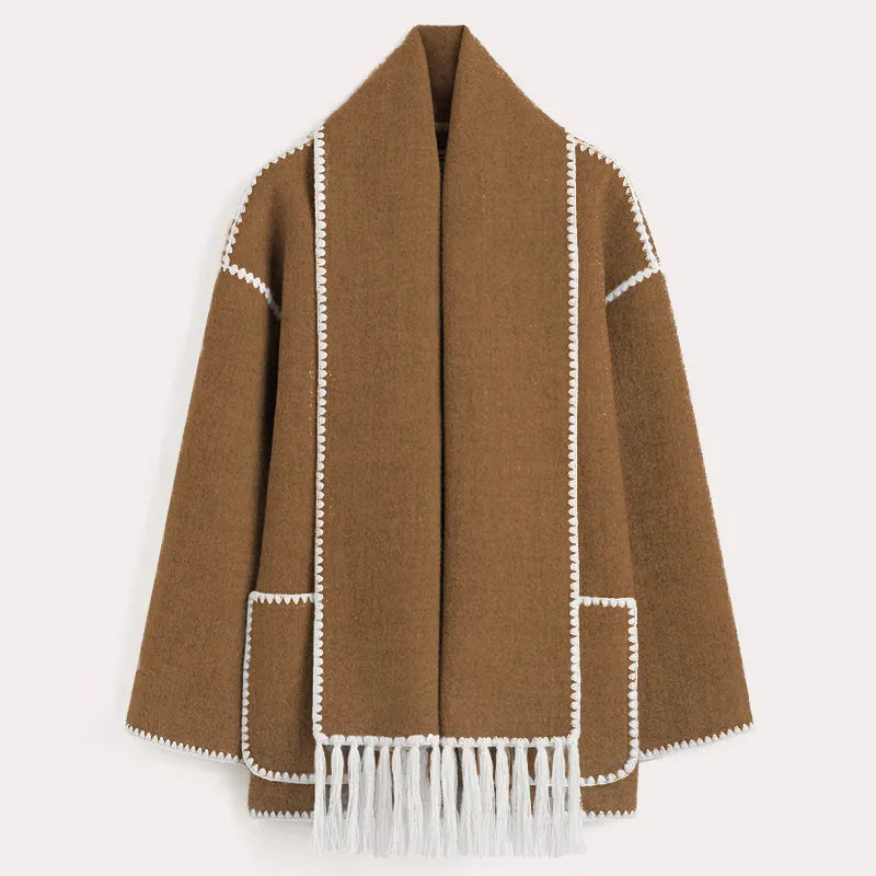 Sionne | Veste à franges avec foulard