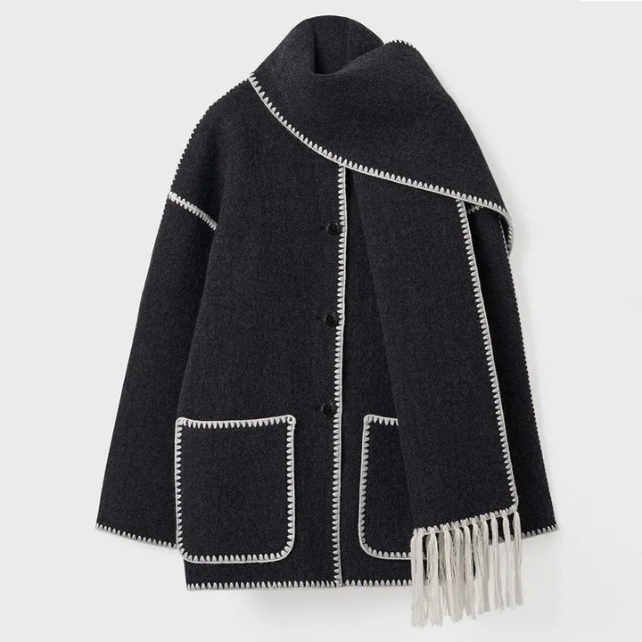 Sionne | Veste à franges avec foulard
