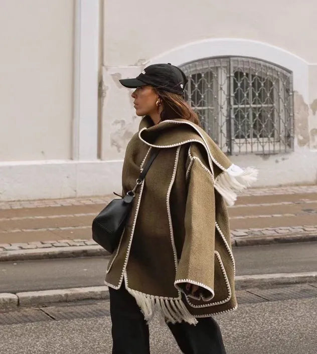 Sionne | Veste à franges avec foulard
