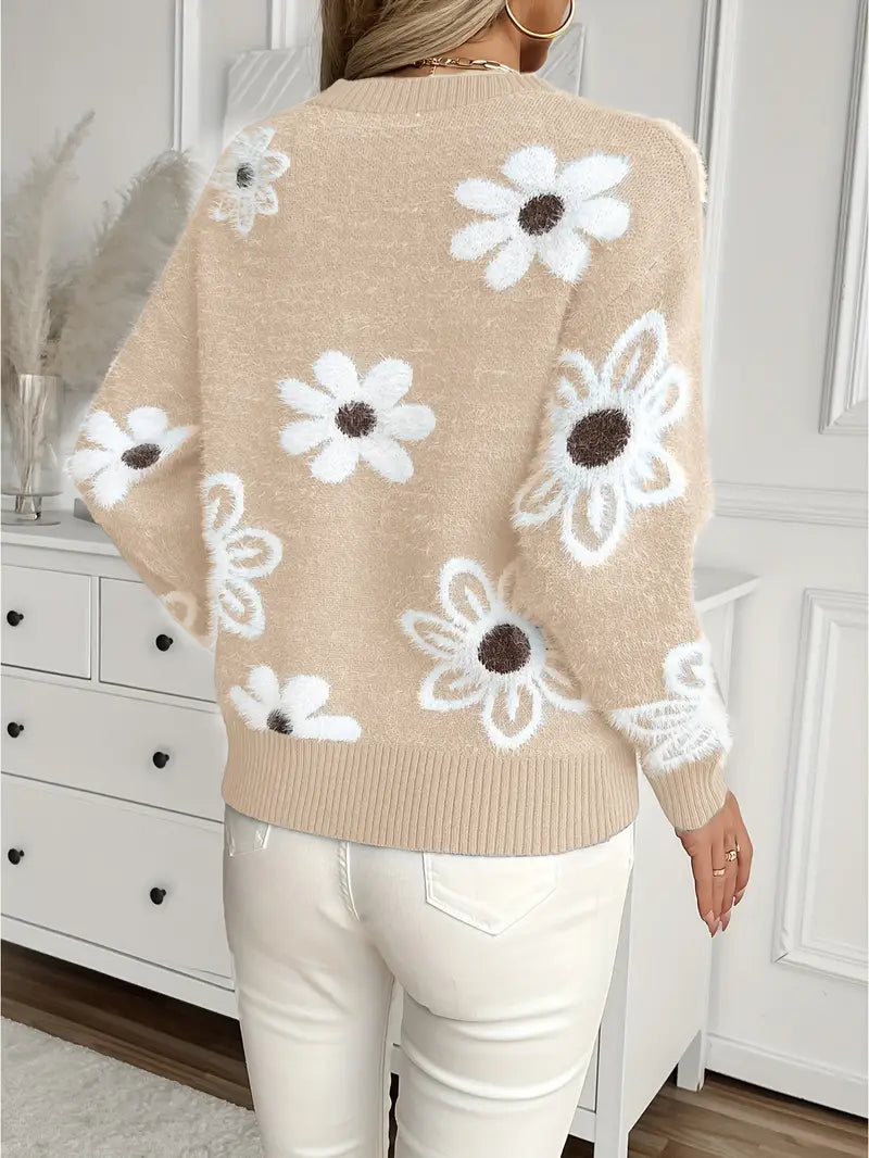 Linda | Pull en tricot à motifs floraux