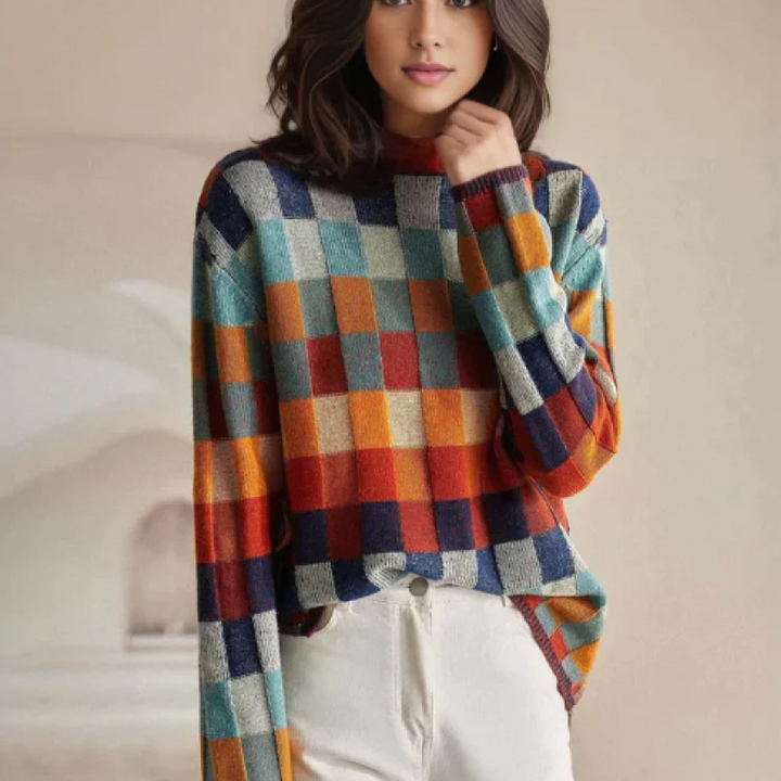 Mabel | Pull col roulé patchwork