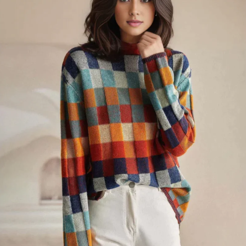 Mabel | Pull col roulé patchwork